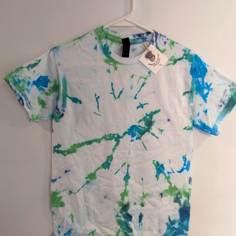 Kid-dyed Tie-Dye Short Sleeve Tee - Green and Blue
